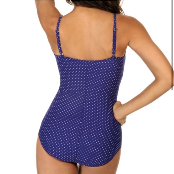 Miraclesuit Purple Polka Dot One Piece Swimsuit Size 8 - Picture 2 of 12